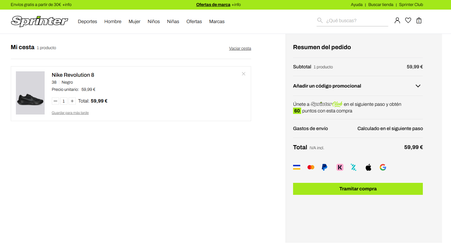 codigo promocional Sprinter