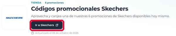 Botón Ir a Skechers en Xaxuko para usar el código descuento Skechers