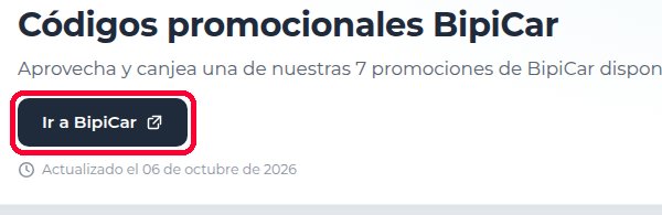 Botón Ir a BipiCar en Xaxuko para usar el código descuento BipiCar