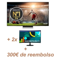 Samsung S93D OLED 77” + 2 Monitores 27" + 300€ reembolso