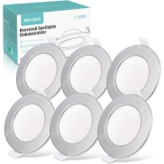 Focos LED Empotrables 3000 K, Pack de 6, Grosor 26 mm