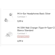 Cargador Xiaomi de 33W y auriculares de cable incluidos.
