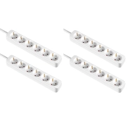 Regletas Schuko Pack de 4 con 6 Enchufes 1m Blanco