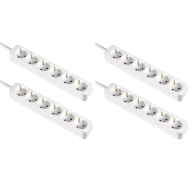 Regletas Schuko Pack de 4 con 6 Enchufes 1m Blanco