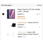 Xiaomi Redmi Pad Pro 5G 12" + Funda con teclado + Cargador