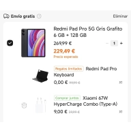 Xiaomi Redmi Pad Pro 5G 12" + Funda con teclado + Cargador