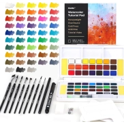 Set completo de acuarelas, 48 colores y accesorios creativos