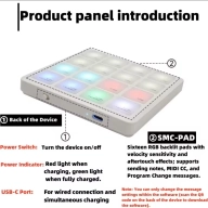 Controlador MIDI portátil M-VAVE SMC PAD con 16 almohadillas
