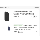 Power Bank Xiaomi 20000 mAh con carga rápida de Redmi