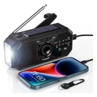 Linterna, radio y manivela dínamo para apagones