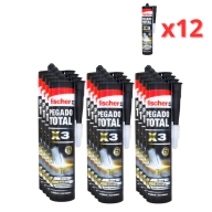Pack Familiar: 12 Fischer Adhesivo Montaje Extrafuerte 290 ml
