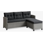 Sofá gris de 3 plazas MORA con chaise longue para exterior
