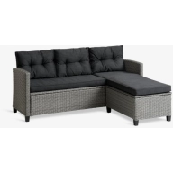 Sofá gris de 3 plazas MORA con chaise longue para exterior