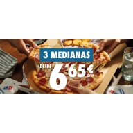 6,65€ CADA UNA: 3 PIZZAS A DOMICILIO