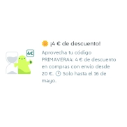 Compra de 20€ y ahorra 4€ en cuentas seleccionadas