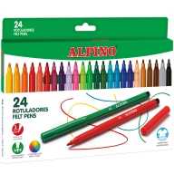 Rotuladores Brillantes Alpino, 24 Colores Lavables y Resistentes