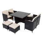 Comedor de jardín 9 piezas con mesa de cristal.