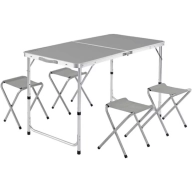Mesa Plegable para Camping con 4 Taburetes Multiusos 120x60cm