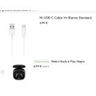 Redmi Buds 6 Play y Cable USB C de Xiaomi.