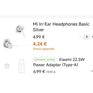 Auriculares Xiaomi + Cargador 22.5W