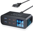 Cargador múltiple 365W con 6 puertos y pantalla LED