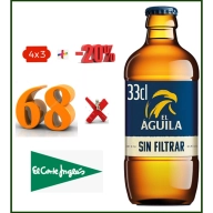 68 Botellas de 33 cl de El Águila Sin Filtrar