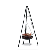 Parrilla colgante de acero con barbacoa de altura regulable