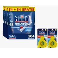 Pastillas Finish Powerball Quantum 204 y Ambientador Limón