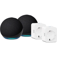 Pack 2 Echo Dot + 2 Enchufes Inteligentes WiZ, Negro