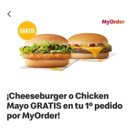Tu primer pedido: Cheeseburguer o chicken burger con mayo gratis