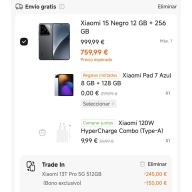 Xiaomi 15 y Pad 7 + Cargador 120W por 150€ adicionales