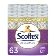Papel Higiénico Scottex 63 rollos 3 capas de suavidad