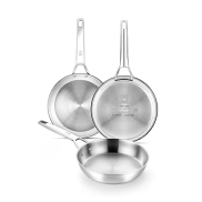 Juego de 3 Sartenes Profesional Acero Inox 1810 Inducción