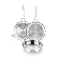 Juego de 3 Sartenes Profesional Acero Inox 1810 Inducción