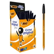 Bolis Bic negros, punta fina 0,8 - Paquete de 50