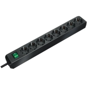 Regleta negra 8 tomas Eco-Line con interruptor 3m.