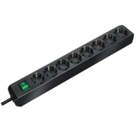 Regleta negra 8 tomas Eco-Line con interruptor 3m.