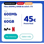 O2 lanza nueva tarifa: Fibra 600Mb, móvil 60GB y Netflix